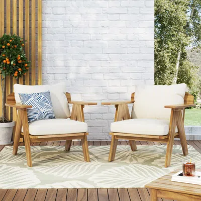 Streamdale Furniture Streamdale Outdoor Acacia Wood Club Chairs With Cushions (set Of 2)
