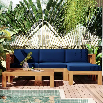 Streamdale Furniture Streamdale Outdoor Backyard Patio Wood 5-piece Sectional Sofa Seating Group
