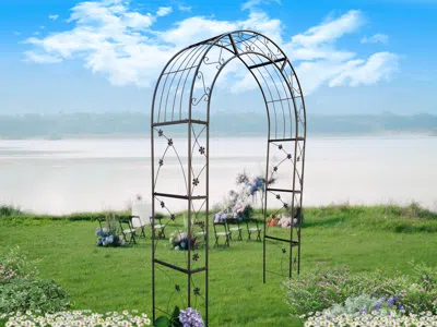 Streamdale Furniture Streamdale Outdoor Black Metal Garden Arbor Archway