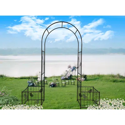 Streamdale Furniture Streamdale Outdoor Black Metal Garden Arbor Archway In Multi