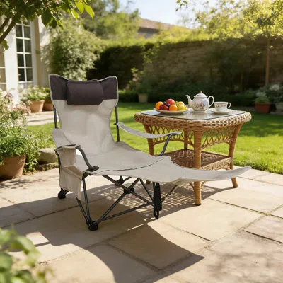 Streamdale Furniture Streamdale Outdoor Camping Chair 3-level Reclining Portable With Cup Holder And Carry Bag