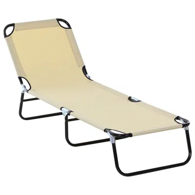 Streamdale Furniture Streamdale Outdoor Chaise Lounge Chair For Camping And Tanning In Beige In Neutral