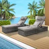 Streamdale Furniture Streamdale Outdoor Chaise Lounge Set (2) With Storage, Adjustable Backrests, Table, Cushions
