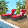 Streamdale Furniture Streamdale Outdoor Chaise Lounge Set (2) With Storage, Adjustable Backrests, Table, Cushions