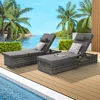 Streamdale Furniture Streamdale Outdoor Chaise Lounge Set (2) With Storage, Adjustable Backrests, Table, Cushions