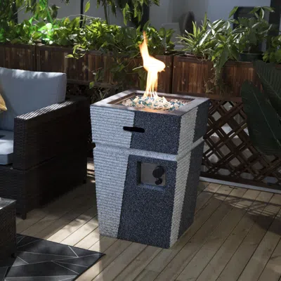 Streamdale Furniture Streamdale Outdoor Concrete Fire Pit Column Propane Fire Pit Patio Gas Fire