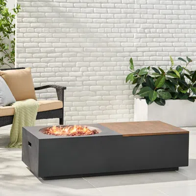 Streamdale Furniture Streamdale Outdoor Concrete Fire Pit Table - 50,000 Btu - Dark Gray & Brown