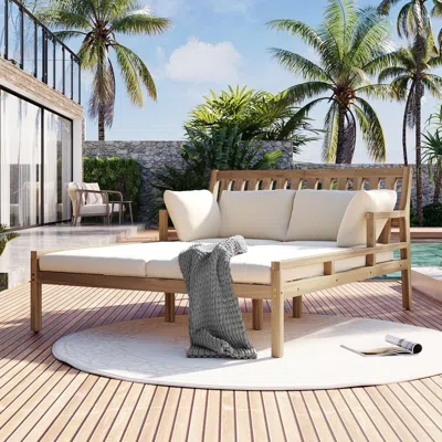 Streamdale Furniture Streamdale Outdoor Daybed, Teak Wood, Cushions