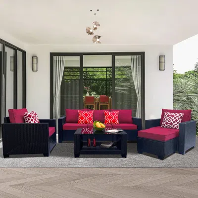 Streamdale Furniture Streamdale Outdoor Garden Patio Furniture 7-piece Pe Rattan Wicker Cushioned Sofa Sets And Coffee Ta