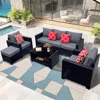 Shop Streamdale Furniture Streamdale Outdoor Garden Patio Furniture 7-piece Pe Rattan Wicker Cushioned Sofa Sets And Coffee Ta