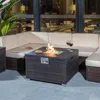 Streamdale Furniture Streamdale Outdoor Gas Fire Pit Square Dark Brown Wicker Fire Pit Table