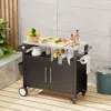 Streamdale Furniture Streamdale Outdoor Grill Cart, Storage, Hooks, Spice Rack - Black