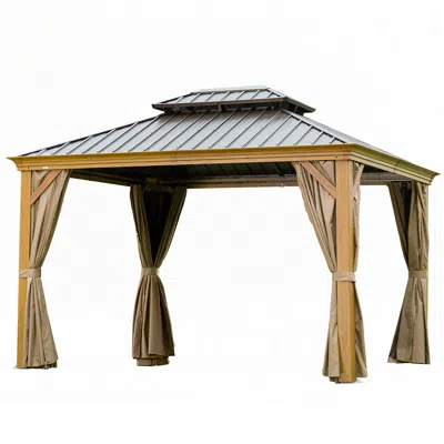 Streamdale Furniture Streamdale Outdoor Hardtop Gazebo With Curtains & Netting
