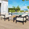 Streamdale Furniture Streamdale Outdoor Iron Sofa Set W/ Table, Rattan Accent, Waterproof, Rustproof