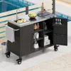 Streamdale Furniture Streamdale Outdoor Kitchen Island With Sink & Grill Cart In Black