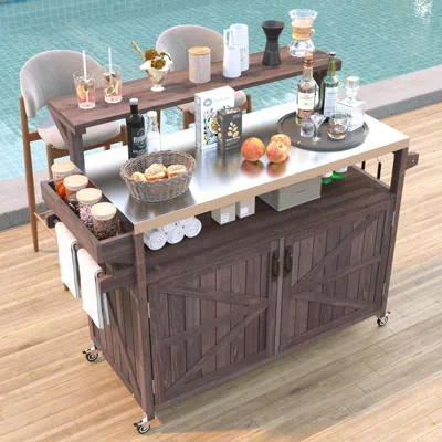 Streamdale Furniture Streamdale Outdoor Kitchen Island With Stainless Steel Top & Storage