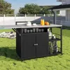Streamdale Furniture Streamdale Outdoor Kitchen Island With Storage & Foldable Table