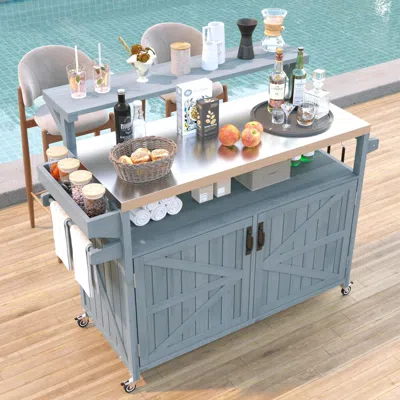 Streamdale Furniture Streamdale Outdoor Kitchen Island With Storage & Stainless Steel Top