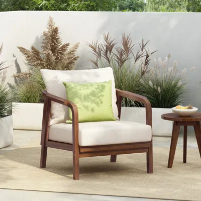 Streamdale Furniture Streamdale Outdoor Lounge Chair With Wood Frame & Cushions