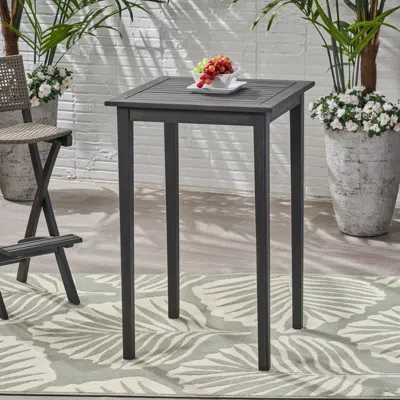 Streamdale Furniture Streamdale Outdoor Minimalist Acacia Wood Square Bar Table - Dark Gray