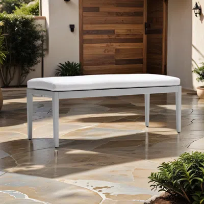 Streamdale Furniture Streamdale Outdoor Patio Aluminum Stationary Bench With Sunbrella Fabric Cushion