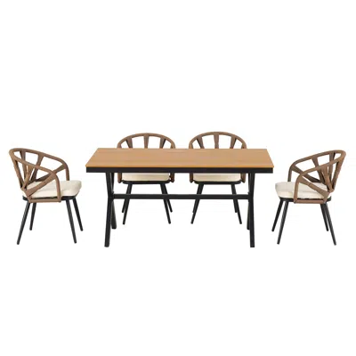 Streamdale Furniture Streamdale Outdoor Pe Rattan Set, Chairs & Plastic Wood Table, Garden/lawn