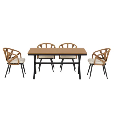 Streamdale Furniture Streamdale Outdoor Pe Rattan Set, Chairs & Plastic Wood Table, Garden/lawn