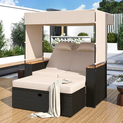 Streamdale Furniture Streamdale Outdoor Rattan Daybed, Loveseat/lounge Set W/ Cushions