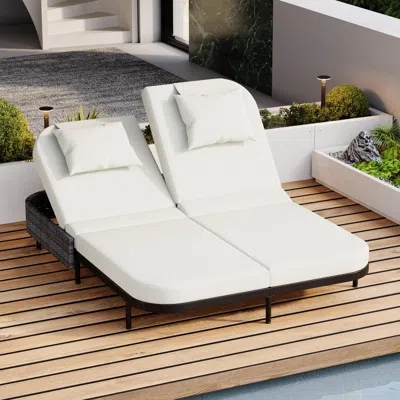 Streamdale Furniture Streamdale Outdoor Rattan Daybed With Adjustable Back & Cushions