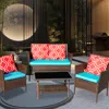 Streamdale Furniture Streamdale Outdoor Rattan Sofa Set With Table & Sapphire Cushions