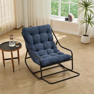 Streamdale Furniture Streamdale Outdoor Rocking Chair With Thick Navy Blue Cushion