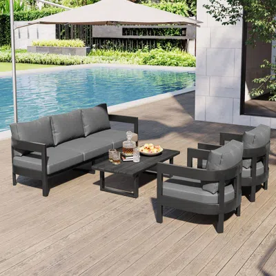 STREAMDALE FURNITURE STREAMDALE OUTDOOR SEATING SET, THICK CUSHIONS, COMFY, FOR LAWNS, PATIOS, POOLSIDE