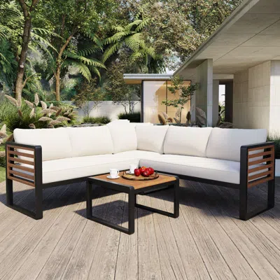 Streamdale Furniture Streamdale Outdoor Sectional Sofa Set With Coffee Table