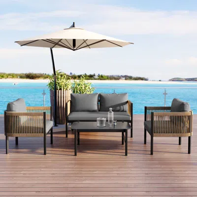 Streamdale Furniture Streamdale Outdoor Sofa Set With Table For Garden/balcony