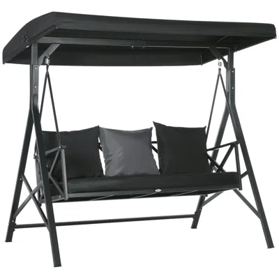Streamdale Furniture Streamdale Outdoor Swing Chair With Cushion & Canopy In Black