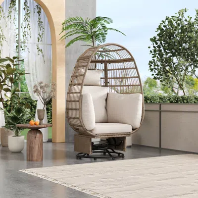 Streamdale Furniture Streamdale Outdoor Swivel Rattan Egg Chair, Rocking, Cushions, For Patio/garden