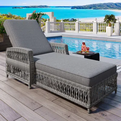 Streamdale Furniture Streamdale Outdoor Wicker Chaise Lounge With Cushions