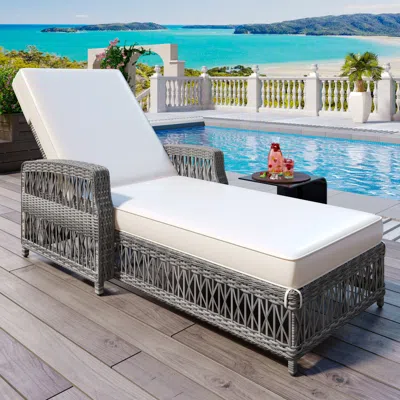 Streamdale Furniture Streamdale Outdoor Wicker Chaise Lounge With Cushions