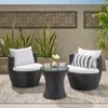 Streamdale Furniture Streamdale Outdoor Wicker Chat Set With Cushions & Glass Table
