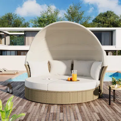 Streamdale Furniture Streamdale Outdoor Wicker Daybed With Canopy & Pillows