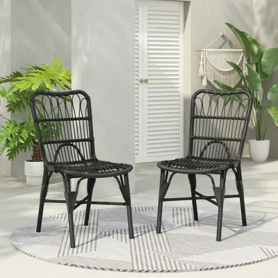 Streamdale Furniture Streamdale Outdoor Wicker Patio Dining Chairs (2), Grey