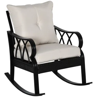 Streamdale Furniture Streamdale Outdoor Wicker Rocking Chair With Padded Cushions
