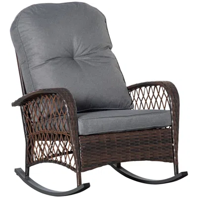 Streamdale Furniture Streamdale Outdoor Wicker Rocking Chair With Wide Seat In Gray
