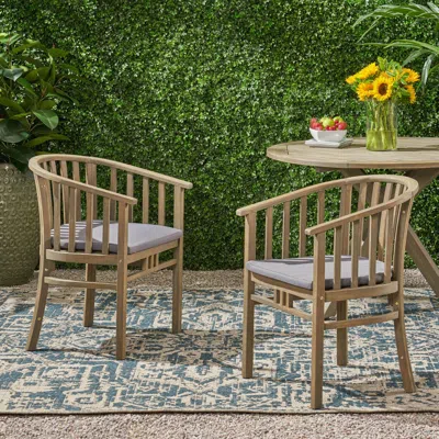 Streamdale Furniture Streamdale Outdoor Wood Dining Chairs Cushions (2) Dark Grey
