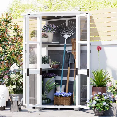Streamdale Furniture Streamdale Outdoor Wood Storage Cabinet With Lock & Roof