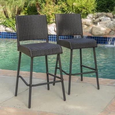 Streamdale Furniture Streamdale Outdoors Dark Brown Wicker Barstools - Set Of 2