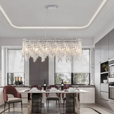 Streamdale Furniture Streamdale Oval Crystal Chandelier, Reflective Crystals