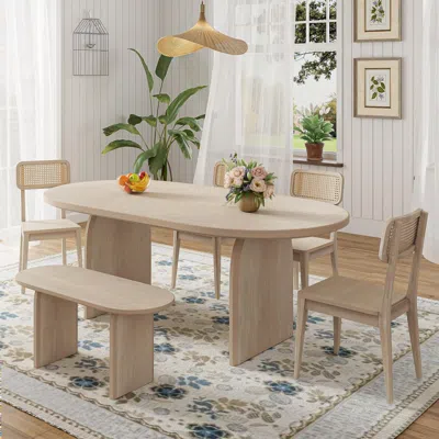 Streamdale Furniture Streamdale Oval Dining Set With Bench - Modern, Natural