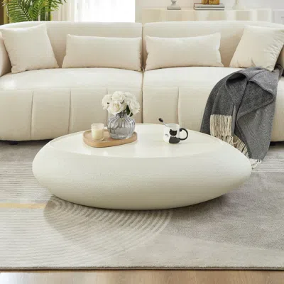 Streamdale Furniture Streamdale Oval Fiberglass Coffee Table - White, No Assembly Needed