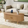 Streamdale Furniture Streamdale Oval Fluted Coffee Table With Charging Station - Mid-century Style